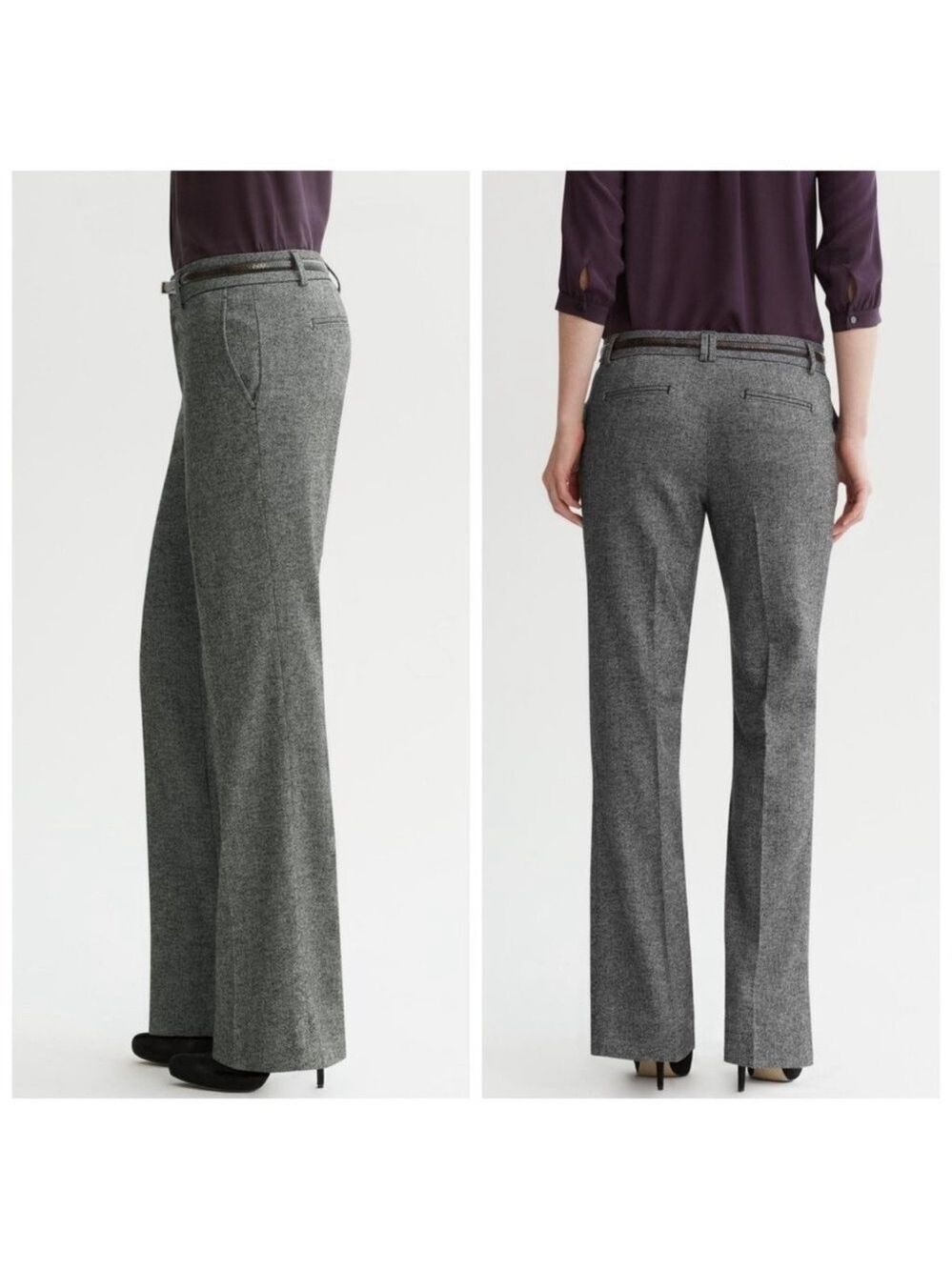 Banana Republic gray wool Martin fit trousers dress pants stretch Sz 8 lined